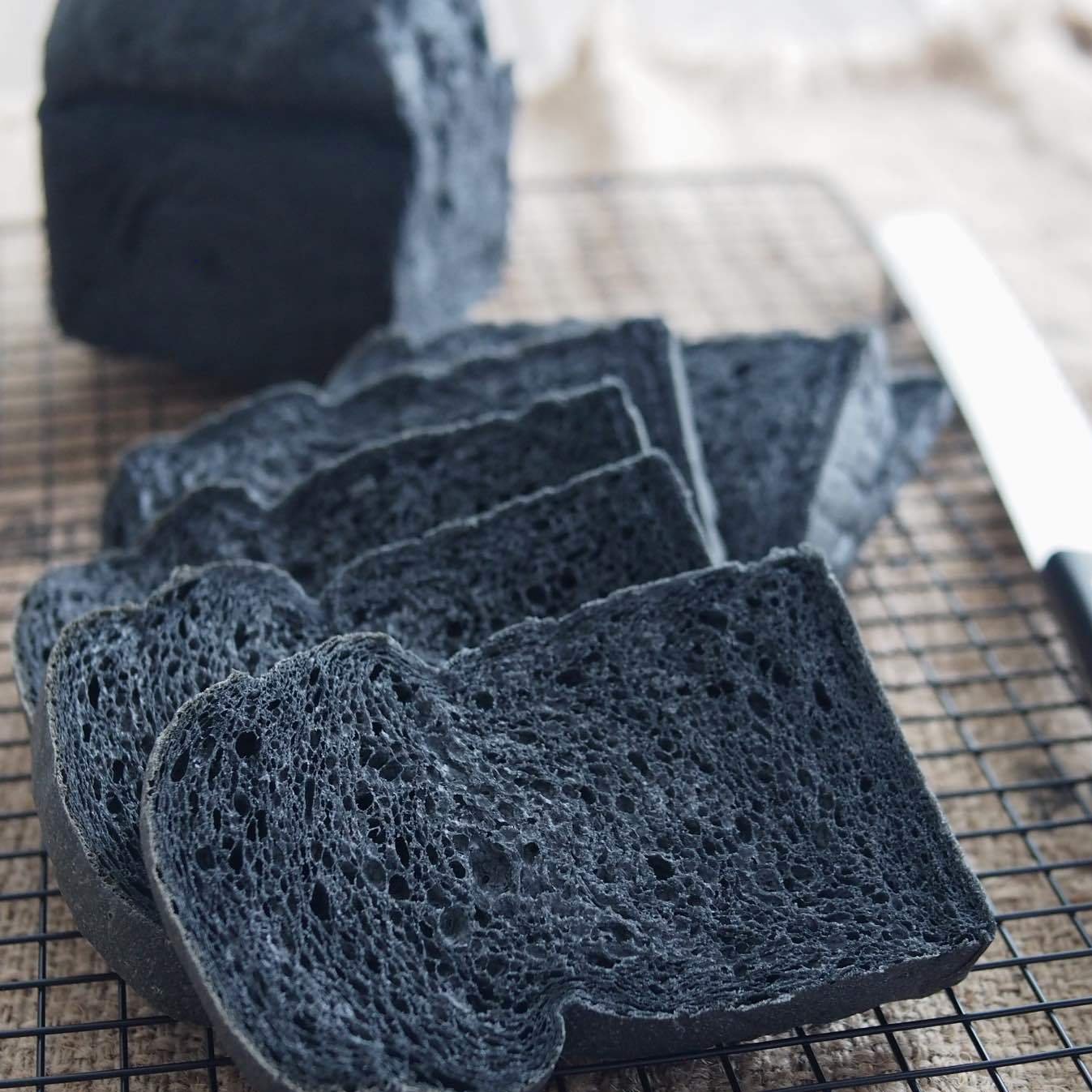 Charcoal bread Sliced