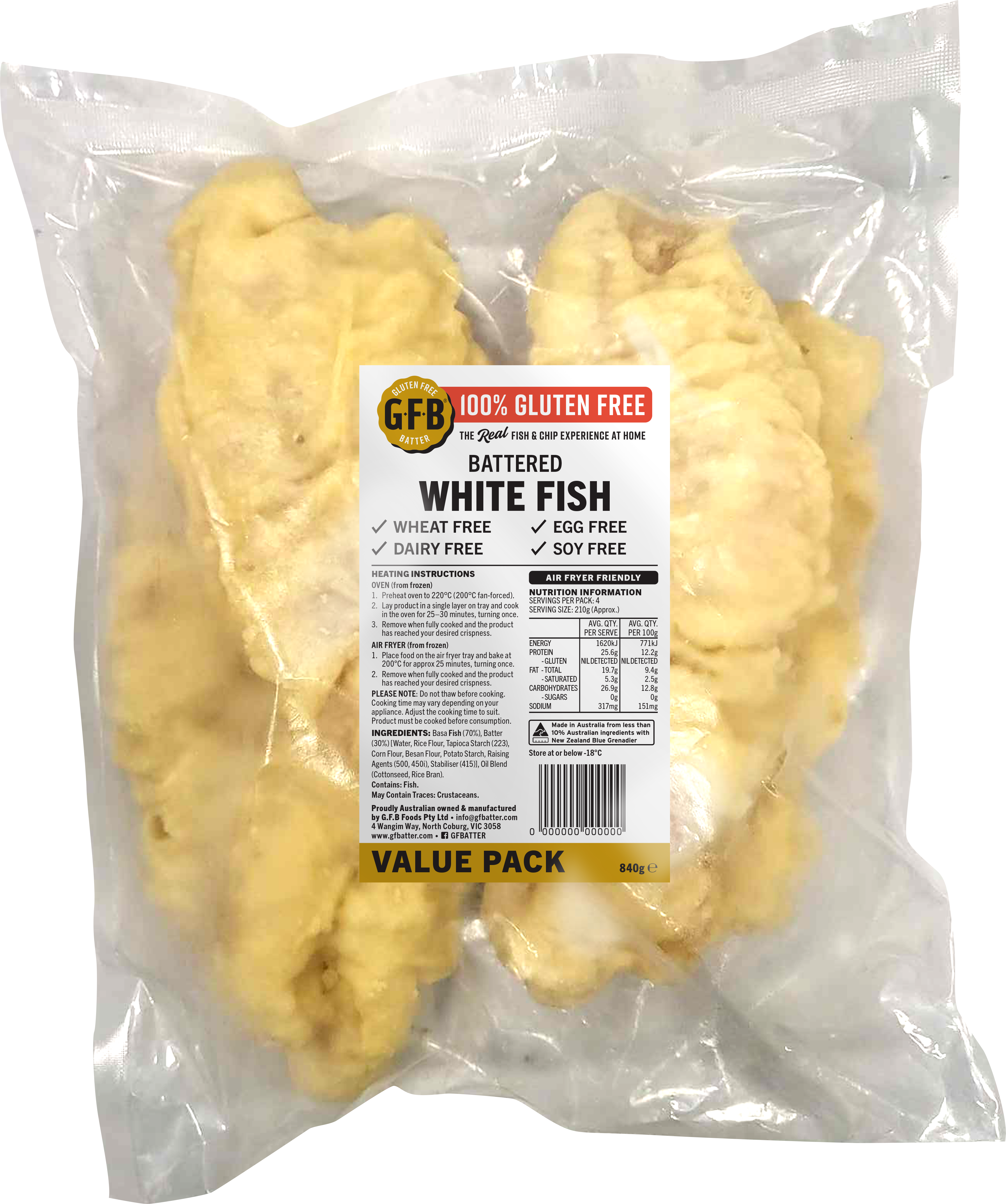 Value Pack White Fish Fillets (4) GF/DF/EGG FREE/SOY FREE/WHEAT FREE