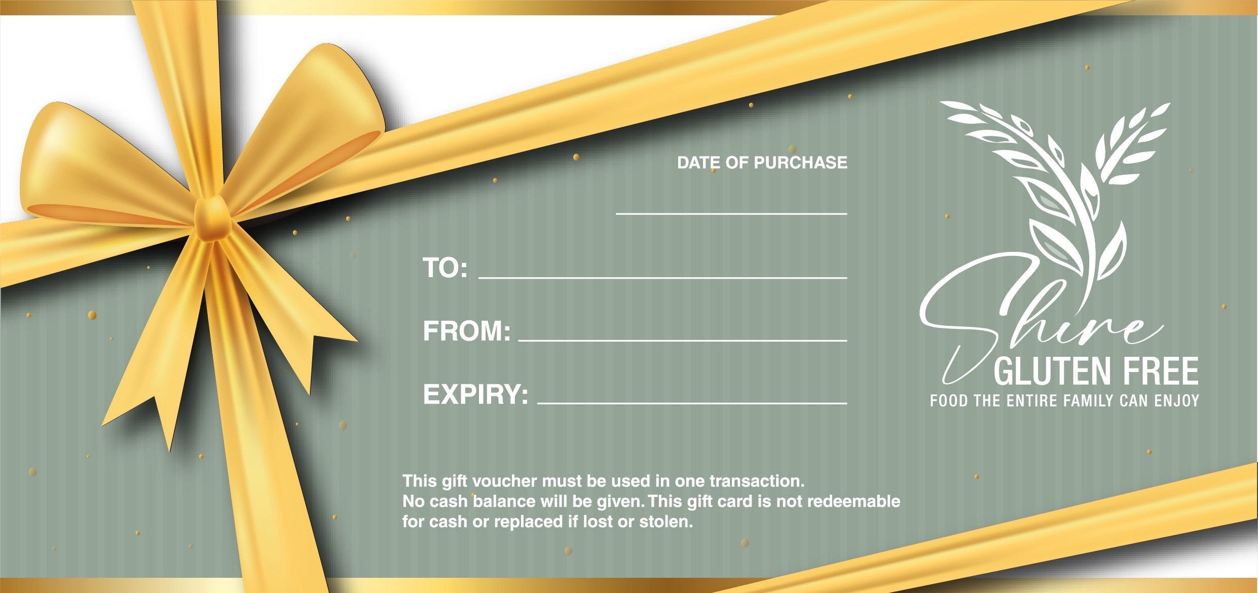 Shire Gluten Free Online Gift Card