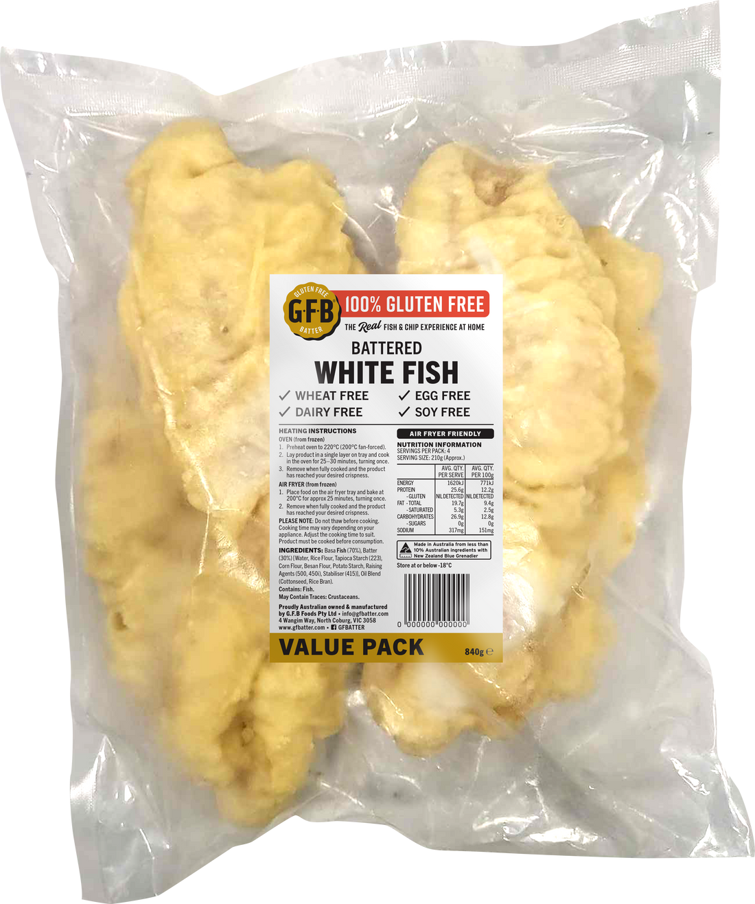 Value Pack White Fish Fillets (4) GF/DF/EGG FREE/SOY FREE/WHEAT FREE