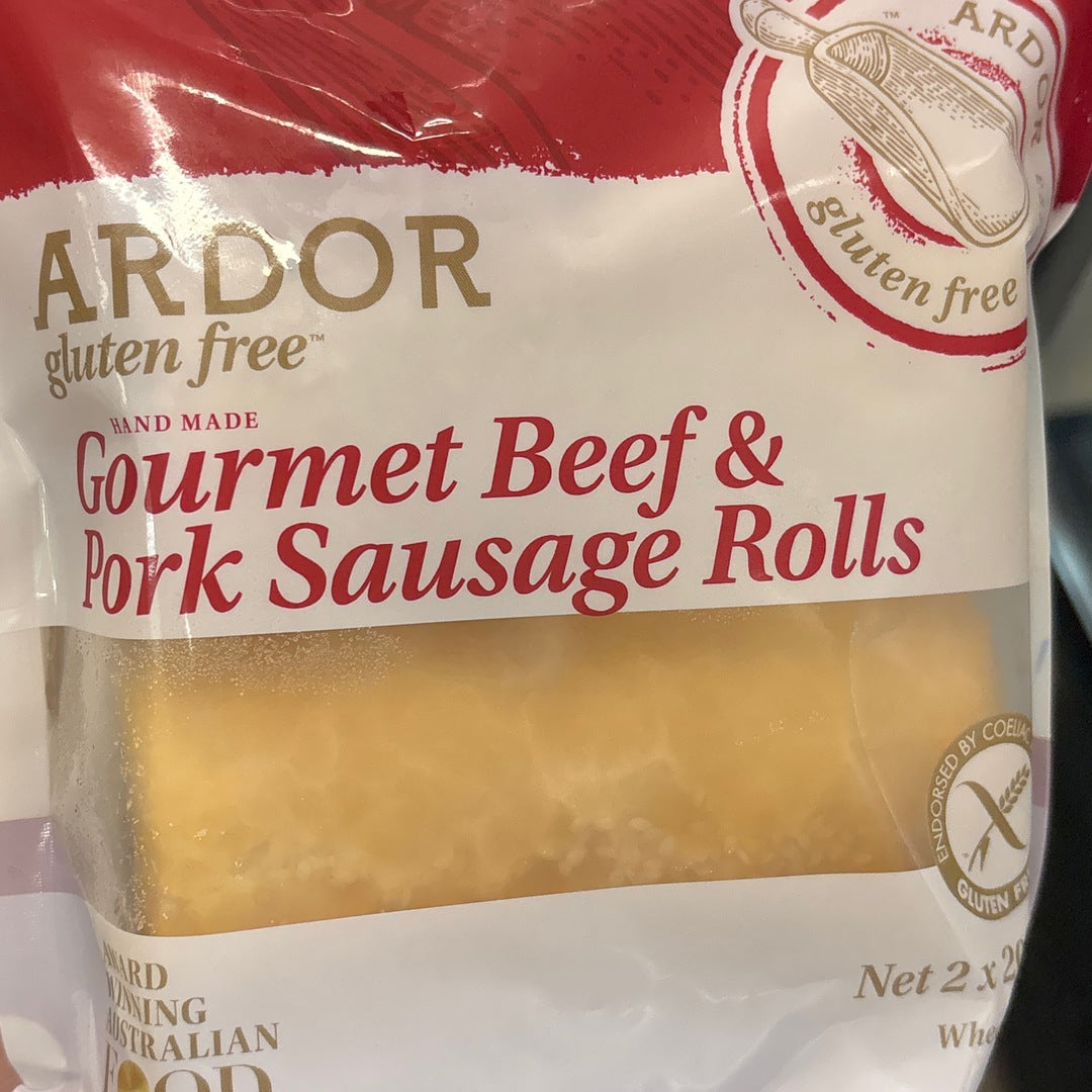 Ardor- Gourmet 2pk Beef &amp; Pork Sausage Rolls GF Frozen